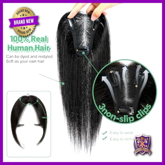 10 Inch Human Hair Topper for Thinning Hair, Remy Hair with Swiss Net main image 6